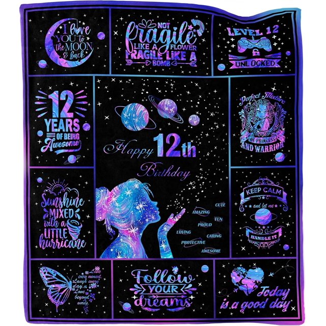 LHSHID 12 Year Old Girl Birthday Gifts 12th Birthday Gifts for Girls Birthday Gifts for 12 Year Old Girls Gifts for 12 Year Old Girls 12th Birthday Decorations for Girls Throw Blanket 40"x50"