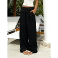 thumbnail image 2 of Women Wide Leg Palazzo Pants Summer Foldover Lounge Trousers Beach Vacation Travel Clothes, 2 of 6