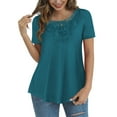 thumbnail image 1 of FOLUNSI Womens Plus Size Tops Short Sleeve Shirts Blouses Lace Pleated Tunic Tops M-4XL, 1 of 6