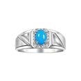 thumbnail image 1 of RYLOS Men's Rings 14K White Gold Classic 7X5MM Oval Gemstone & Diamond Ring Turquoise December Birthstone Rings For Men Size 9, 1 of 7