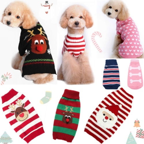 Christmas Dog Knitted Sweater Clothes 