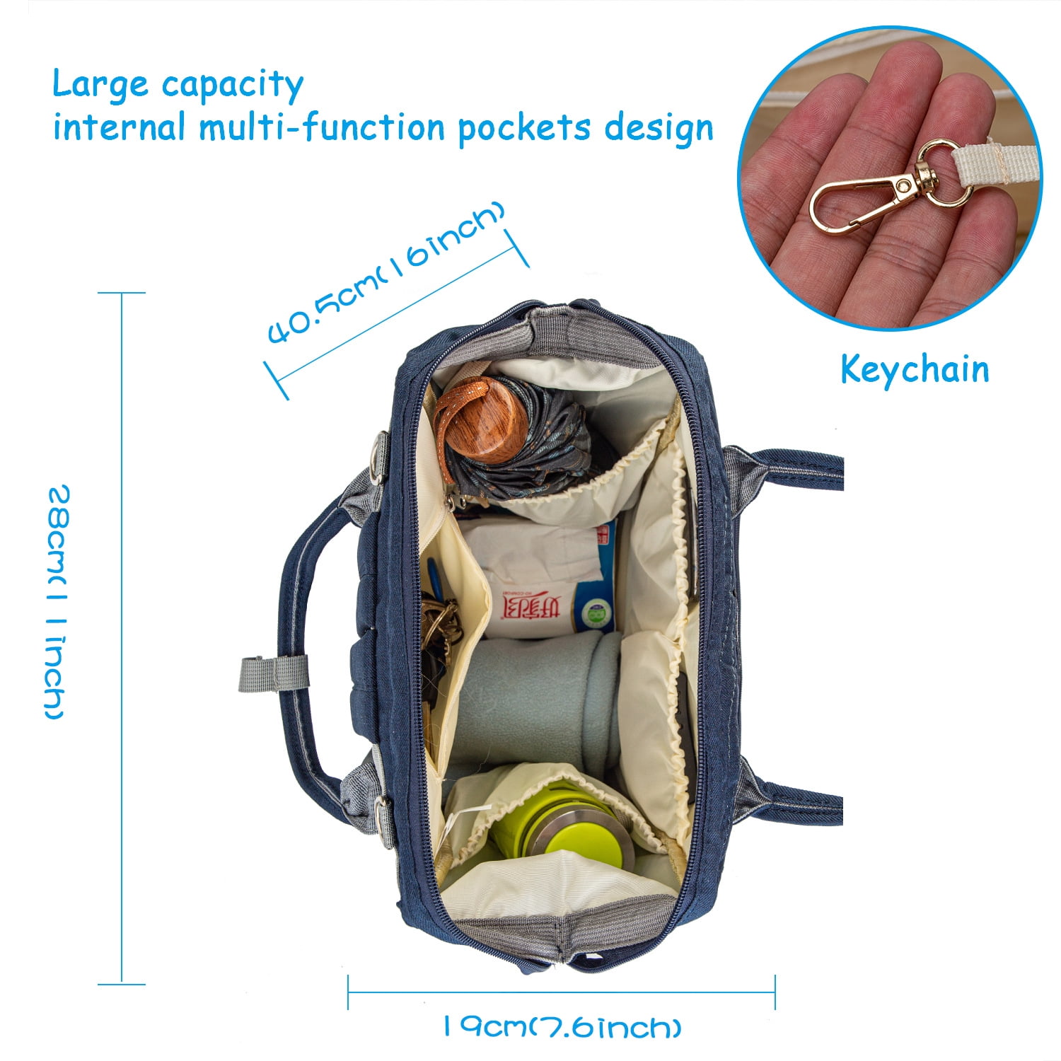 Baby Diaper Bag Backpack Tote Backpack Stroller Hanging Bag Travel Nappy Bag Multi-Function for Outdoor Working Mommy Bag Easy(Light Gray)