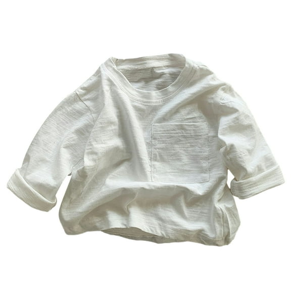 Esaierr Boys Girls Long Sleeved Tops Tees for Toddler Newborn Crewneck Bamboo Cotton Versatile Casual T-Shirt Spring Autumn Undershirts for 9M-5Y