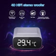 thumbnail image 3 of Radio Reloj con Altavoz Bluetooth, Carga Inalámbrica, Radio FM, Pantalla de Espejo LED con Puerto USB, Entrada AUX, Llamadas Manos Libres (Blanco), 3 of 5