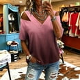 thumbnail image 2 of Setooff Womens Shirts, Cut Out Shoulder V Neck Short Sleeve Tops, Solid Oversized Tshirts for Women Casual Summer Blouse, 2 of 6