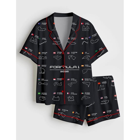 Women’s Formula Racing 2026 Satin Pajama Set, Short or Long Sleeve Sleepwear Loungewear, Racing Season Pajamas Gift for Fans