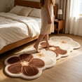 thumbnail image 7 of JWZZYD Scalloped Floral Plush Bathroom Runner Rug, 63"x19.68" Soft Absorbent Non Slip Floor Mat, Washable Flower Pattern Carpet for Bathroom, Bedroom, Entryway & Home Flooring Decor(Brown, 1 Pack), 7 of 7