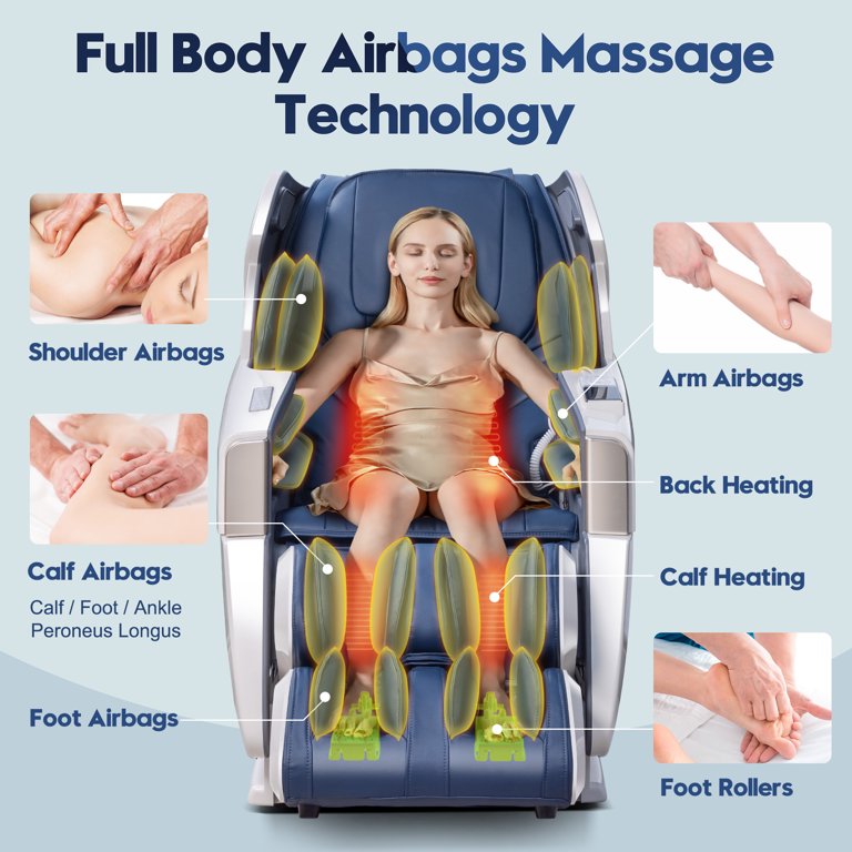 Full Body Shiatsu Zero Gravity Heating SL-Track Massage Chair with APP  Control, Anion