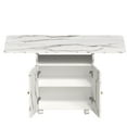 thumbnail image 6 of 47" Wood Folding Table, White Marble Look, Multi-functional For Garage Marble Dining Table With Storage And 6 Wheels, 47", Suitable Different Settings, 6 of 6