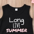 thumbnail image 4 of Kiapeise Little Girl Tassel Letter Print Vest + Striped Shorts + Bow Hairband, 4 of 7