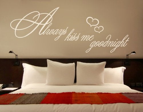ALWAYS KISS ME GOODNIGHT WALL ART QUOTE STICKER BEDROOM LOUNGE LOVE DECAL 
