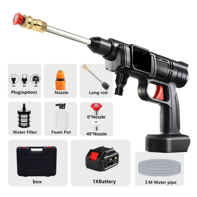 30Bar Wireless High Pressure Car Wash Washer Gun Foam Generator Water Gun Spray Cleaner With Box for 18V Battery ,Easy Use
