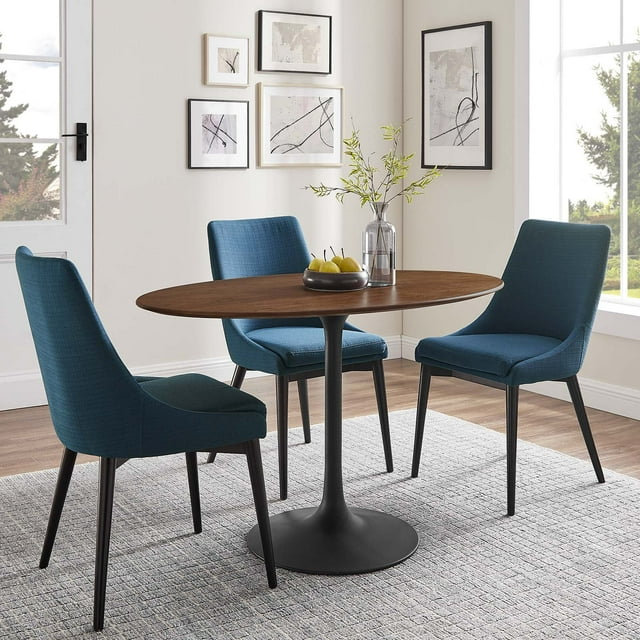 Modway Lippa 48" Oval Wood Grain Dining Table in Black Walnut