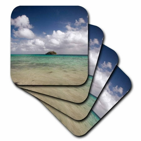 - 3dRose Paddys Island from Devils Beach, Turtle Island, Yasawa Islands, Fiji., Ceramic Tile Coasters, set of 4