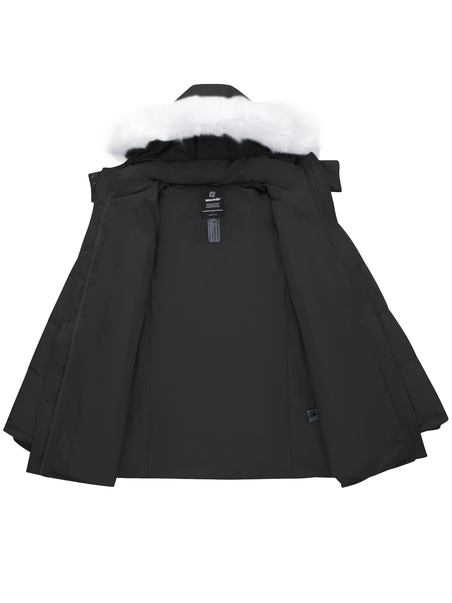 Women's Winter Puffer Coat with Removable Hood Waterproof Warm Jacket Thickened Insulated Parka Black L