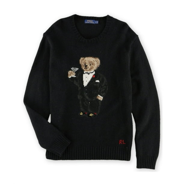 Ralph Lauren Polo Bear Knit Sweater para hombre, negro, grande Ralph Lauren Tejer