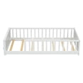 thumbnail image 5 of Twin Size Floor Bed, Modern Platform Bed Frame with Built-In Book Storage Rack, Wood Twin Low Floor Bed Frame for Kids, Toddler Bedroom, Playhouse, White, 5 of 9
