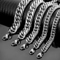 thumbnail image 2 of QQTDFG Heavy 9/11/13/16/20mm Stainless Steel Curb Chain Necklace Bracelet for Cool Men-Silver-9mm-7.5 inch bracelet, 2 of 6
