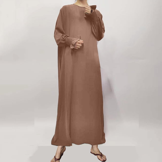 Gspmoly Robes pour Femmes, Robe Musulmane pour Femmes à Couleur Contrastante, Coupe Ajustée, Longue Jupe avec Empiècement en Feuille d'Or, Robe, Robes de Cocktail pour Femmes jusqu'à 65 % de Rabais