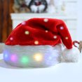 thumbnail image 2 of Tkrady Santa Hat, Light Up Christmas Hat, Fluffy Velvet Santa Claus Hat With LED Lights, for Men Women Kids Holiday Party Supplies, 5 styles, 2 of 4