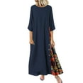 thumbnail image 2 of Aloohaidyvio Dresses for Women Maxi,Women Casual Patchwork Long Sleeves Button High Low Hem Dress, Womens Dresses, 2 of 6