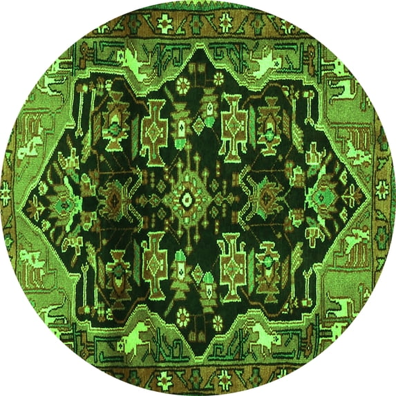 Ahgly Company Indoor Round Persian Green Traditional Area Rugs, 4' Round