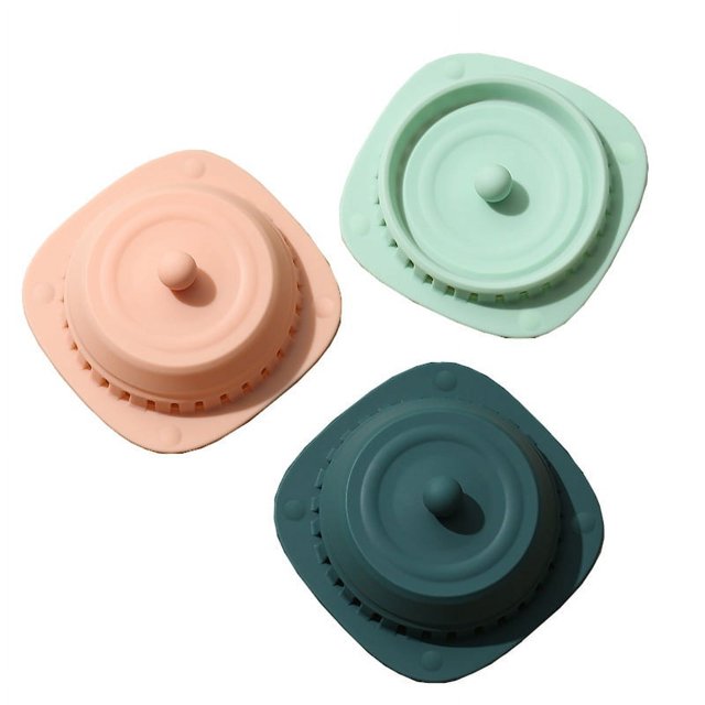 Colador de drenaje para fregadero de cocina, tapón de drenaje para bañera con ventosa, trampa de agua, plegable, de silicona, 3 paquetes
