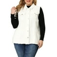 thumbnail image 5 of Agnes Orinda Women's Plus Size Jean Vest Sleeveless Raw Hem Casual Denim Jacket 1X White, 5 of 7