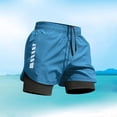 thumbnail image 4 of Lenago Men's Outdoor Lightweight Short Men's Solid Color Double-Layer Running And Fitness Shorts Blue Xxxl, 4 of 5