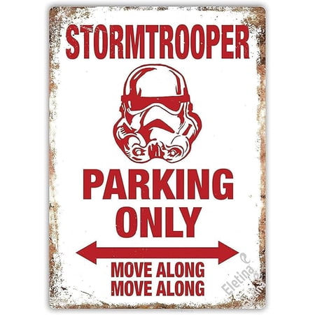 Vintage Metal Stormtrooper Parking Only Wall Iron Painting Tin Warning Decorative Signs & Plaques 8 X 12 Inch