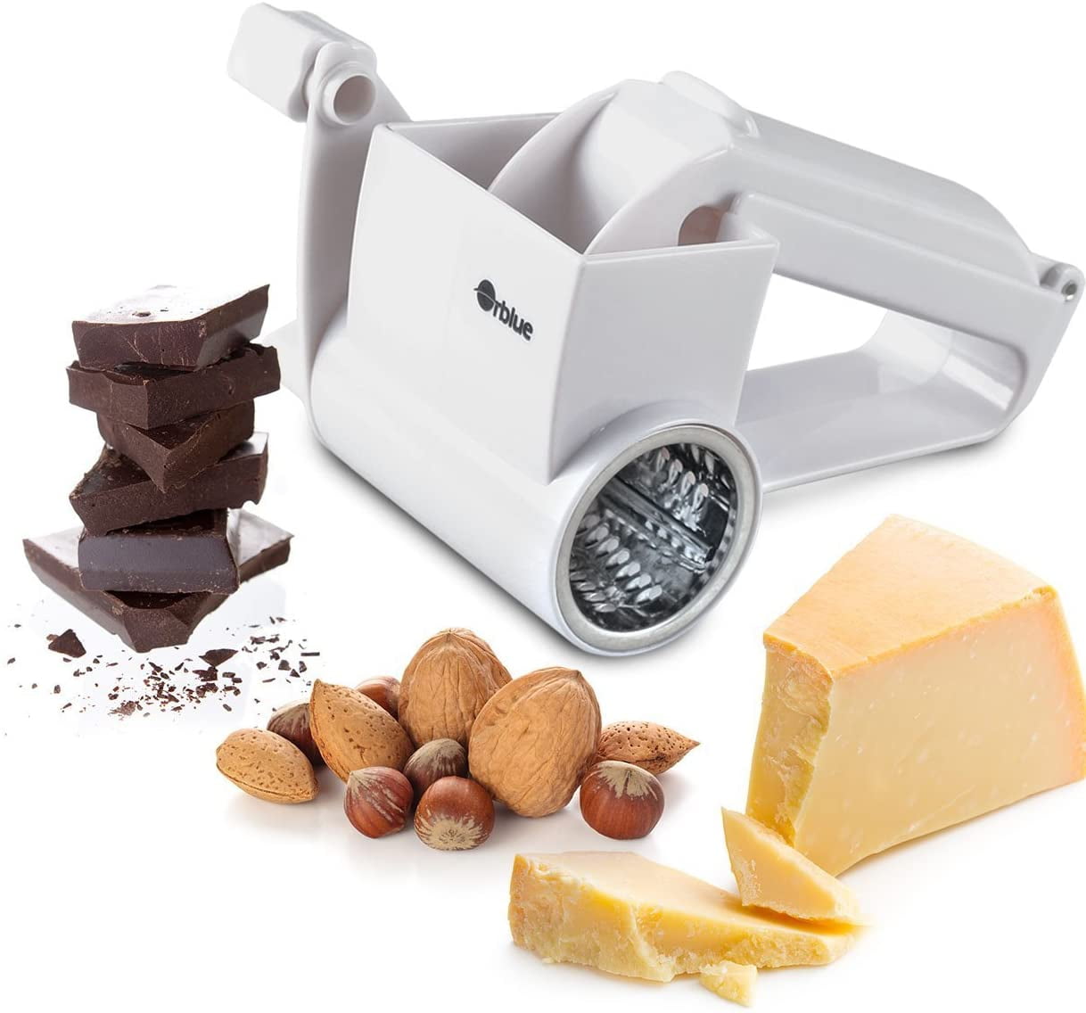 MASTERTOP Cheese Grater,Handheld Rotary Cheese Graters with 2 Stainless  Steel Drums,Kitchen Grater for Hard Cheese, Vegetables,Nuts,Chocolate