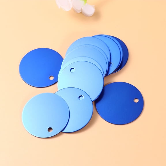 HOOWIFFY 16Pcs Blue Metal Pet Tags Durable Alloy Blank Name Charms for Dog Collar DIY Craft