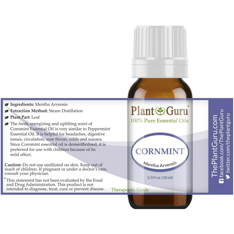 Plant Guru Cornmint Essential Oil 10ml, Japanese Peppermint, 100