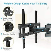 MountFTV Full Motion TV Wall Mount for 26-65 inch TVs Holds up to 110 lbs Swivels Tilts Extension Leveling, Max 400 x 400mm, Fits 8/12/16 Wood Stud
