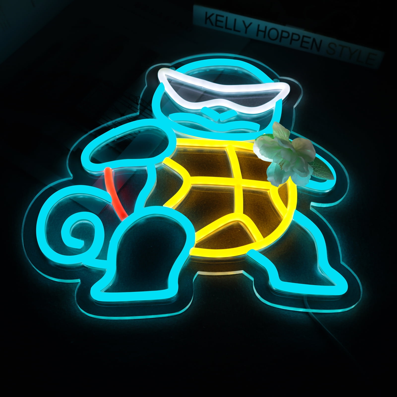 Cartoon Turtle Neon Sign Multicolor USB LED Decor