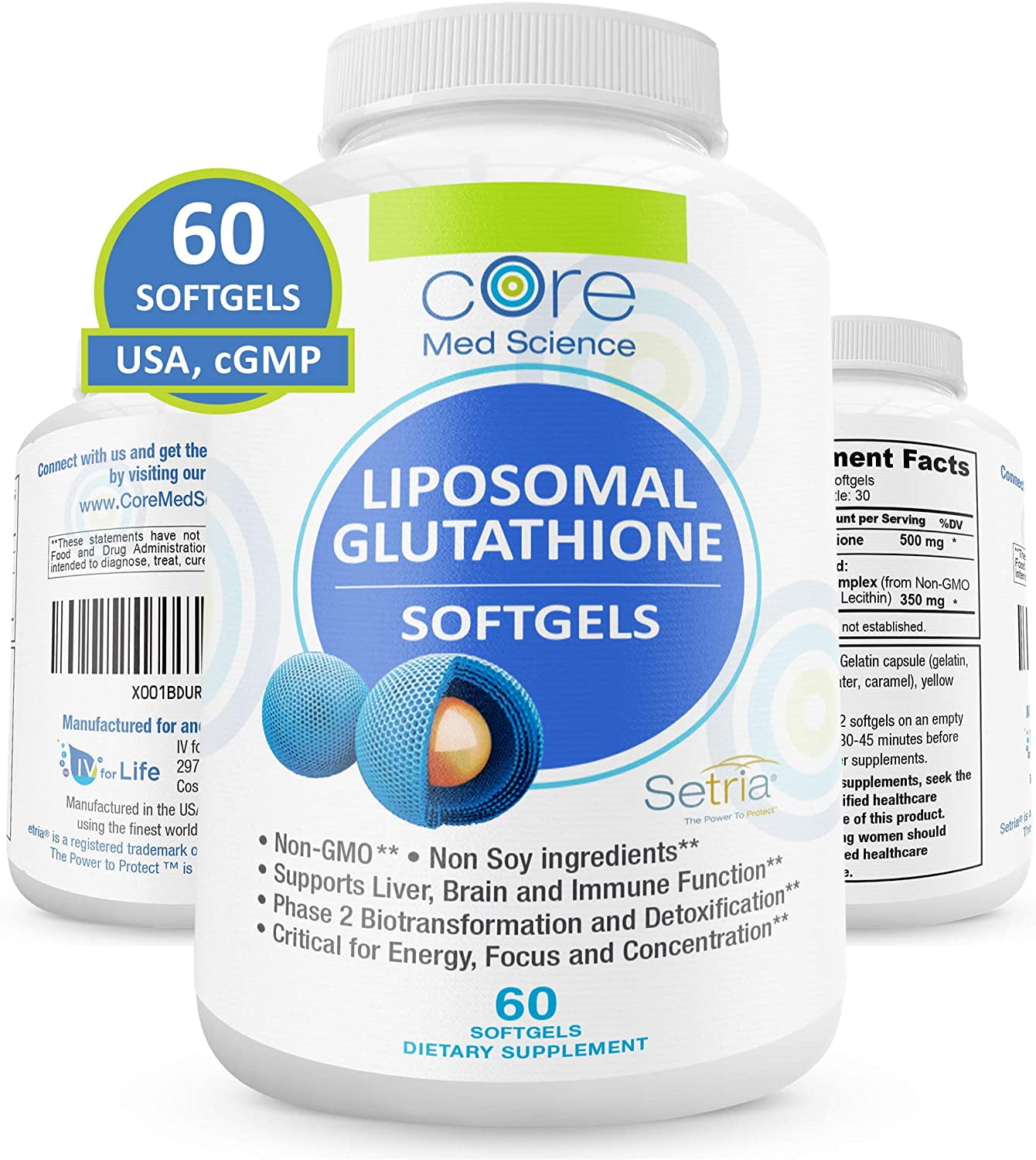 Liposomal Glutathione Softgels NOTaste Pure Reduced Setria