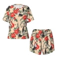 thumbnail image 4 of Lsque Roosters And Peonies Flowers Women's Short-Sleeved Pajama Set - 2 Piece Soft and Lightweight Sleepwear Set-Large, 4 of 9