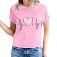 thumbnail image 2 of Fesfesfes Women T Shirt Women's Valentine's Day Love Printed Short Sleeved T-shirt Top Short Sleeved Round Neck Top/Shirt Raglan Shirt Women L(US:8), 2 of 6