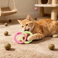 thumbnail image 4 of Soft Mesh Tube Donut Cat Toy with Bells, Interactive Teething Chew Ring for Indoor Cats, Crinkle Voice Kicking Toy for Tooth Th, Green, by IHXORA, 4 of 6
