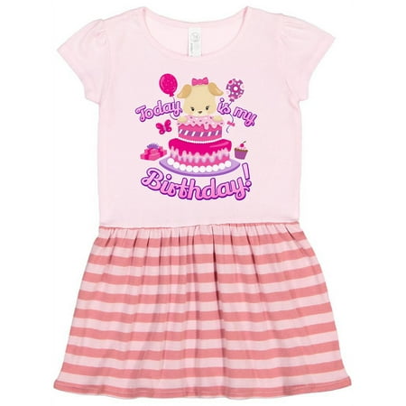 

Inktastic Today is my Birthday Puppy (pink) Gift Toddler Girl Dress