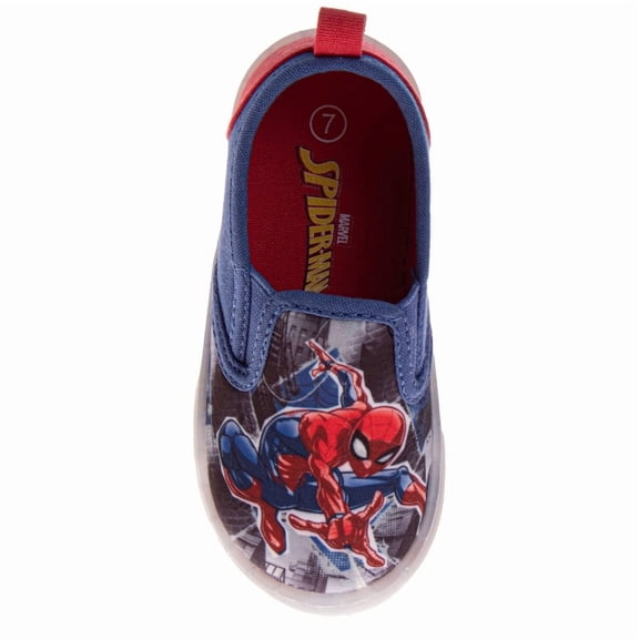 Marvel Spiderman Slip On Canvas Boys, Web, Slinger Easy Wear Everyday Casual Comfortable Fit (Toddler Little Kid), Blue Red, Size: 10
