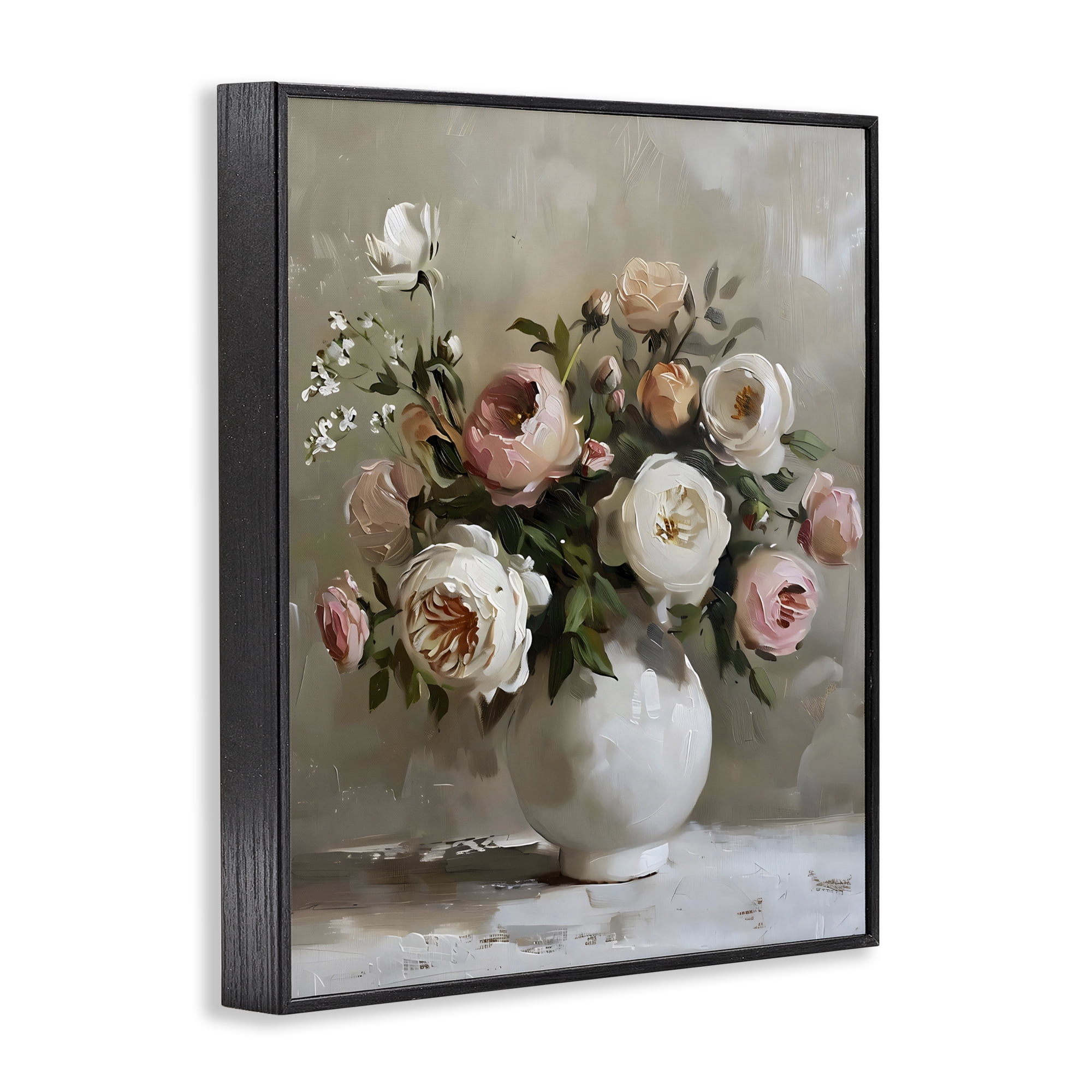 Stupell Industries Peony Blooms Bouquet Vase Black Framed Giclee Art, design by Creative Studio