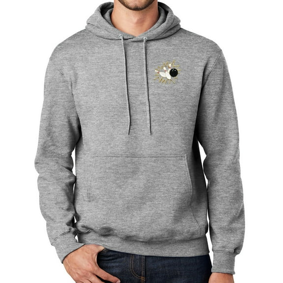 Mens Crashing Bowling Pins Hooded Hoodie Sweatshirt, 4XL Athletic Heather Gray