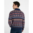 thumbnail image 3 of George Men's and Big Men's Fair Isle Quarter Zip Sweater with Long Sleeves, Midweight, Sizes XS-3XL, 3 of 5