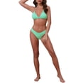 thumbnail image 2 of INSPIRE CHIC Women's Waffle Knit Textured Halter Bikini Sets 2 Piece Double Tie Top Triangle Bottom with Seashell Waist Rope Swimwear Suits X-Large Mint Green, 2 of 5