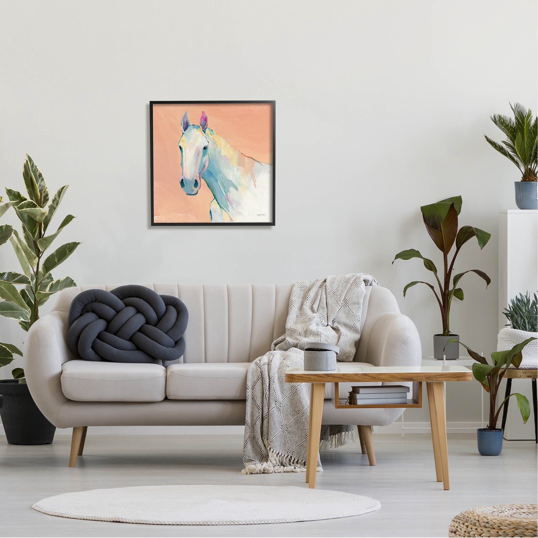 Stupell Industries Modern Horse Vivid Composition Painting Black Framed Art Print Wall Art, Design by Avery Tillmon
