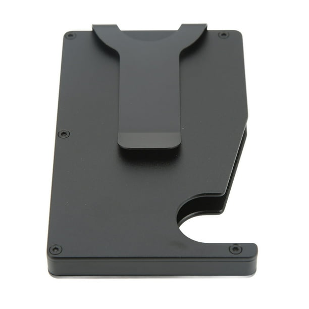 Tarjetero de aleación de aluminio, antimagnético, antirrobo, con apertura automática, color negro