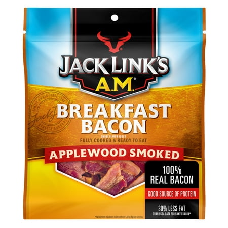Jack Links AM Breakfast Bacon, Applewood Smoked, (Best Applewood Smoked Bacon)
