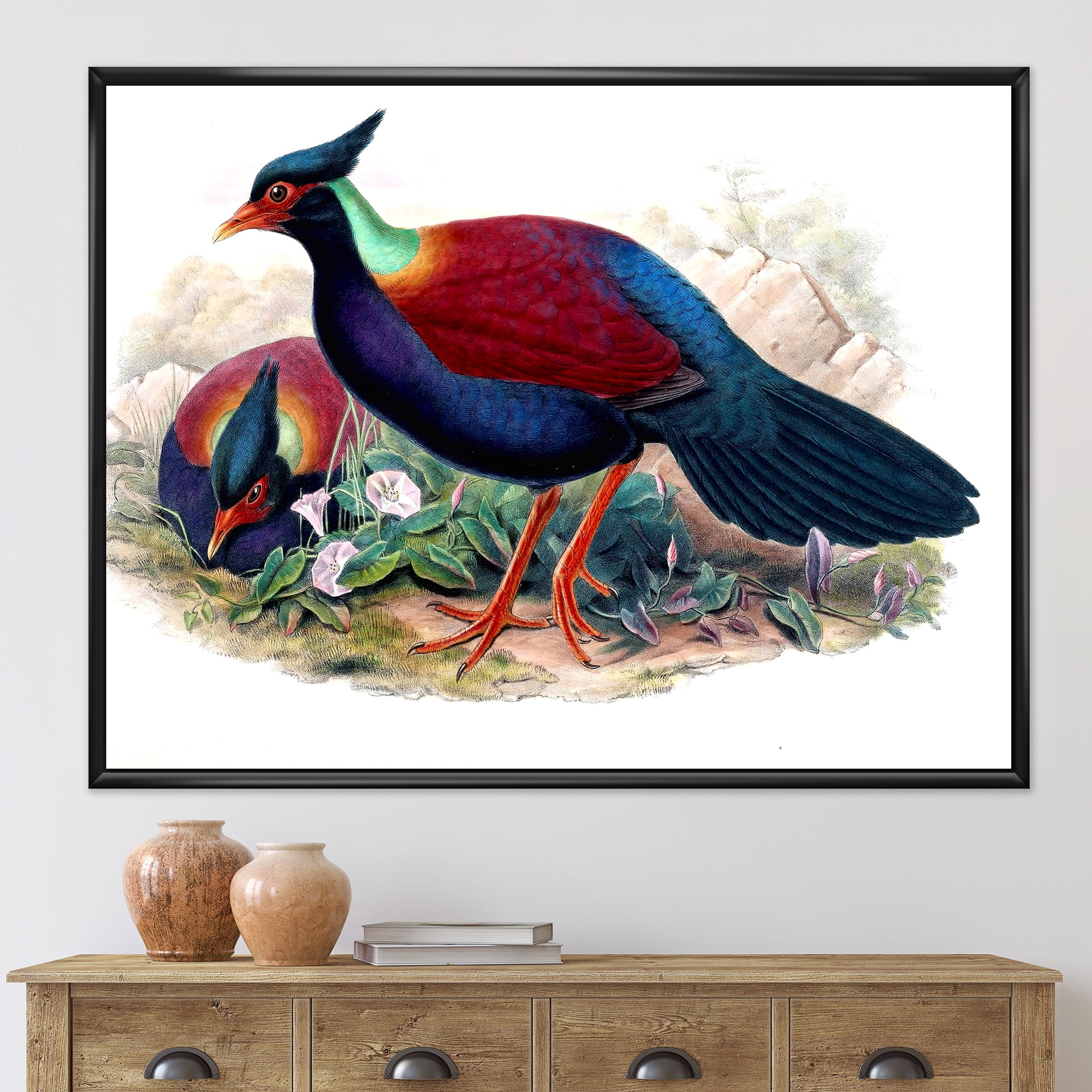 Designart 'Ancient Birds In The Wild II' Traditional Framed Canvas Wall Art Print