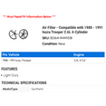 thumbnail image 2 of Air Filter - Compatible with 1988 - 1991 Isuzu Trooper 2.6L 4-Cylinder 1989 1990, 2 of 2
